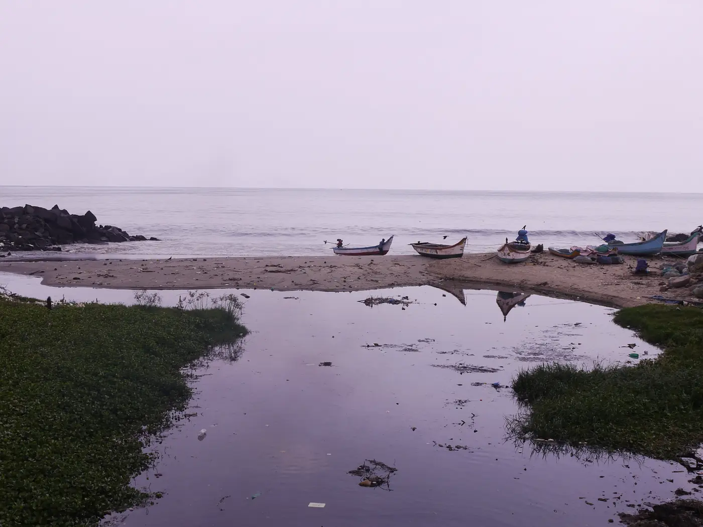 Fishing boats on the backwaters near Pondy Marina